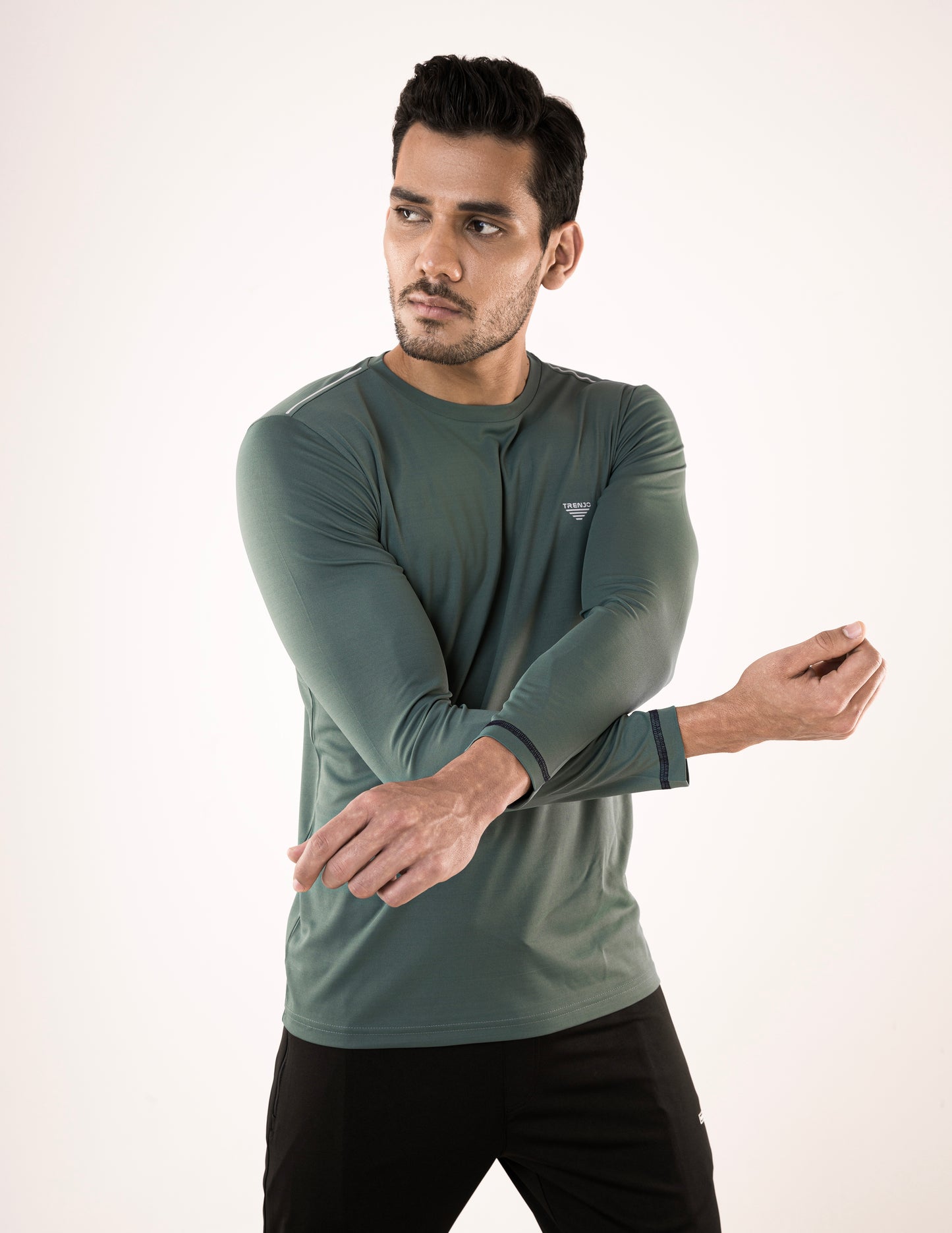 SELECT ULTRA-DRY JACQUARD KNIT ROUND NECK OLVIE T-SHIRT