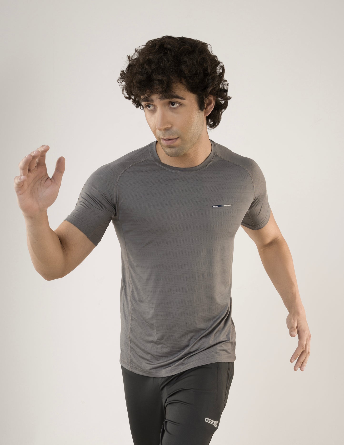 SELECT 5160 DRY-FIT ROUND NECK T-SHIRT DARK GREY
