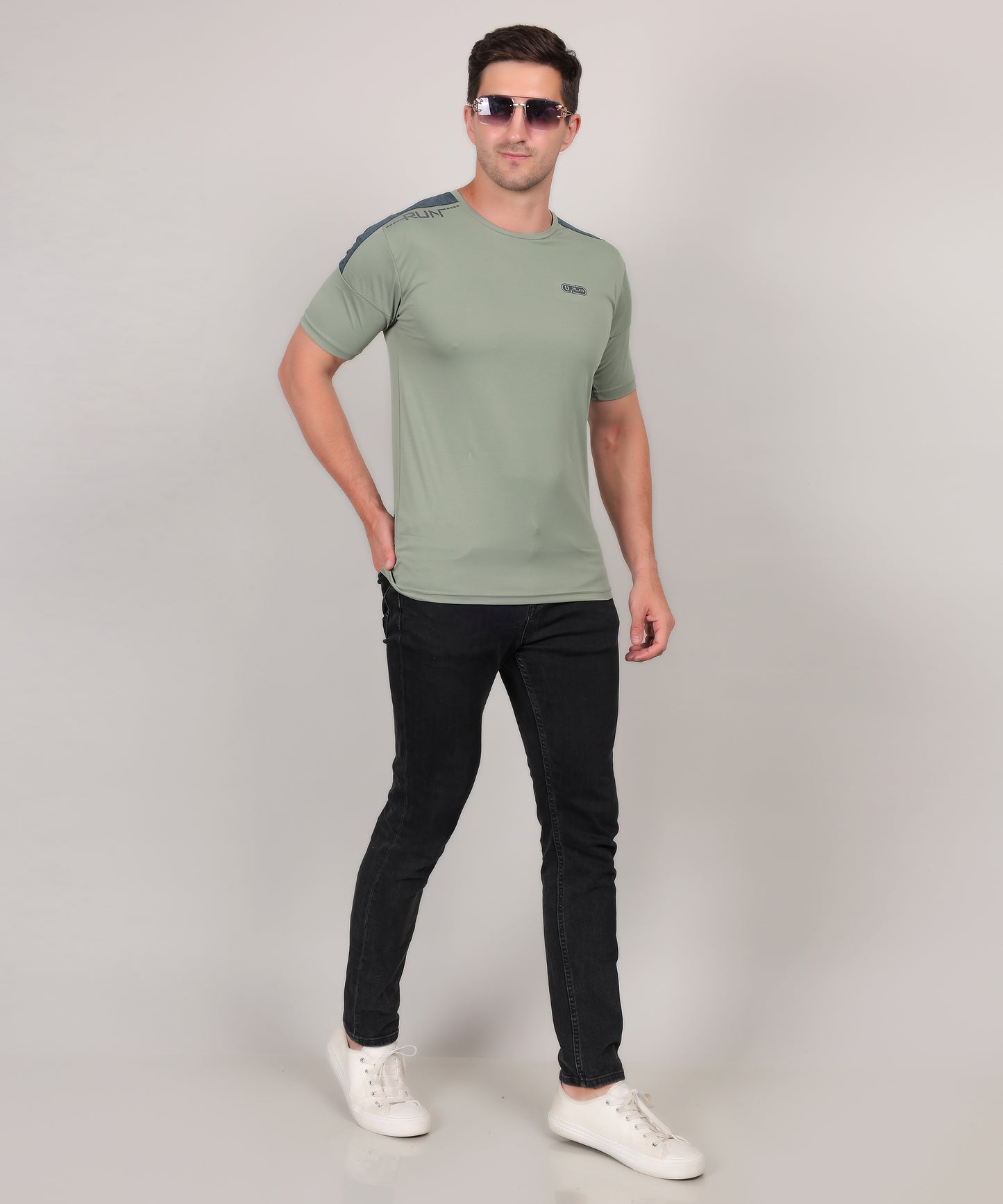 SELECT 1115 ROUND NECK PRINT Olive T-SHIRT