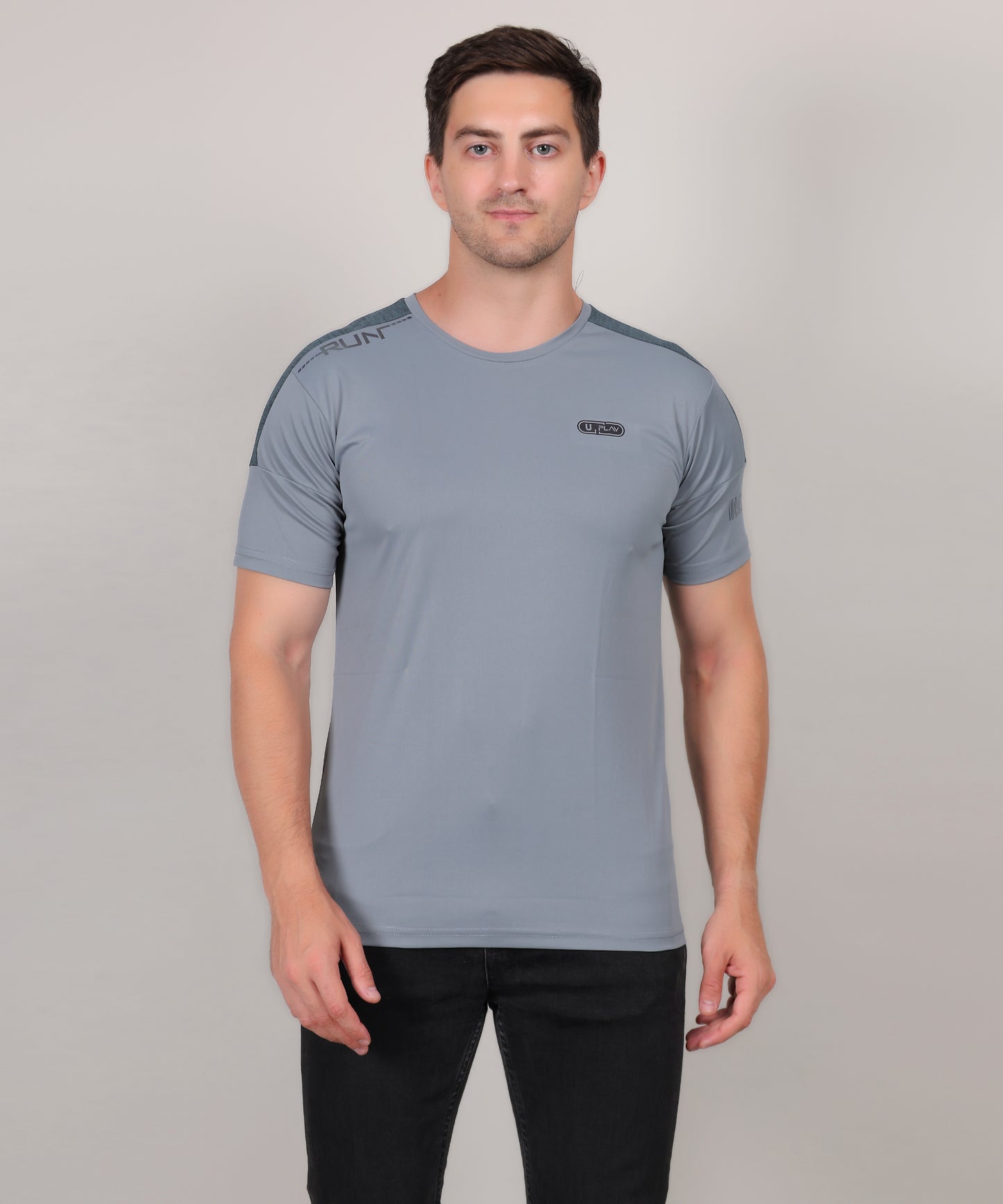 SELECT 1115 ROUND NECK PRINT GREY T-SHIRT