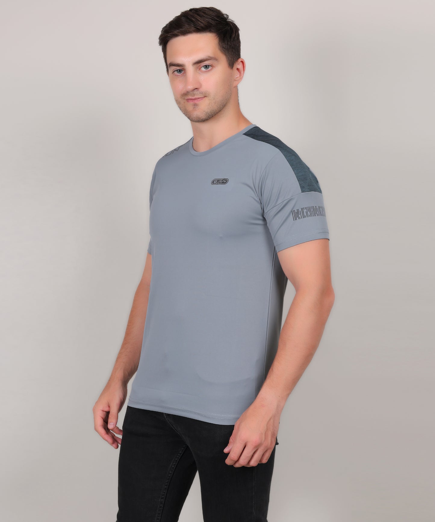 SELECT 1115 ROUND NECK PRINT GREY T-SHIRT