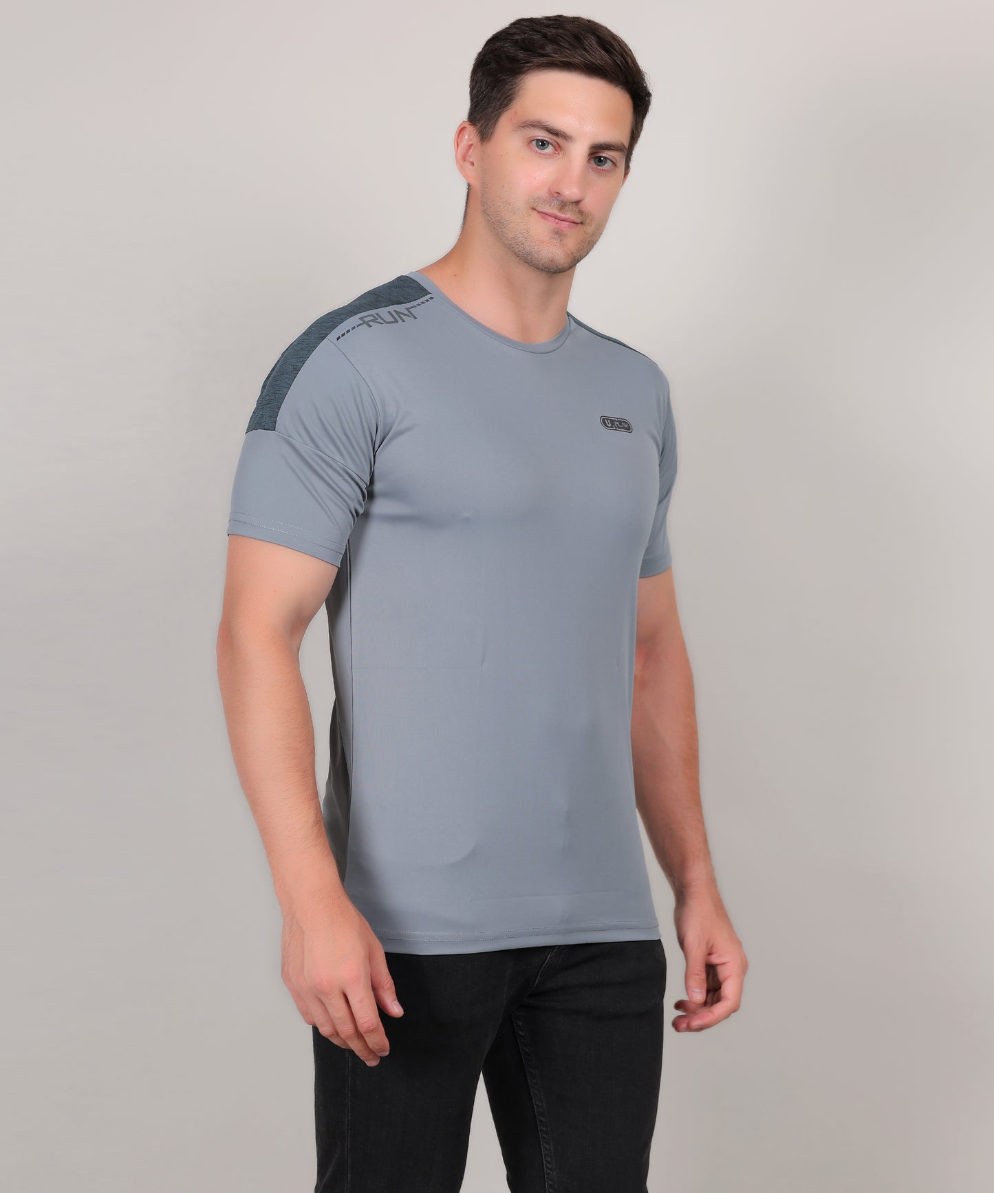 SELECT 1115 ROUND NECK PRINT GREY T-SHIRT