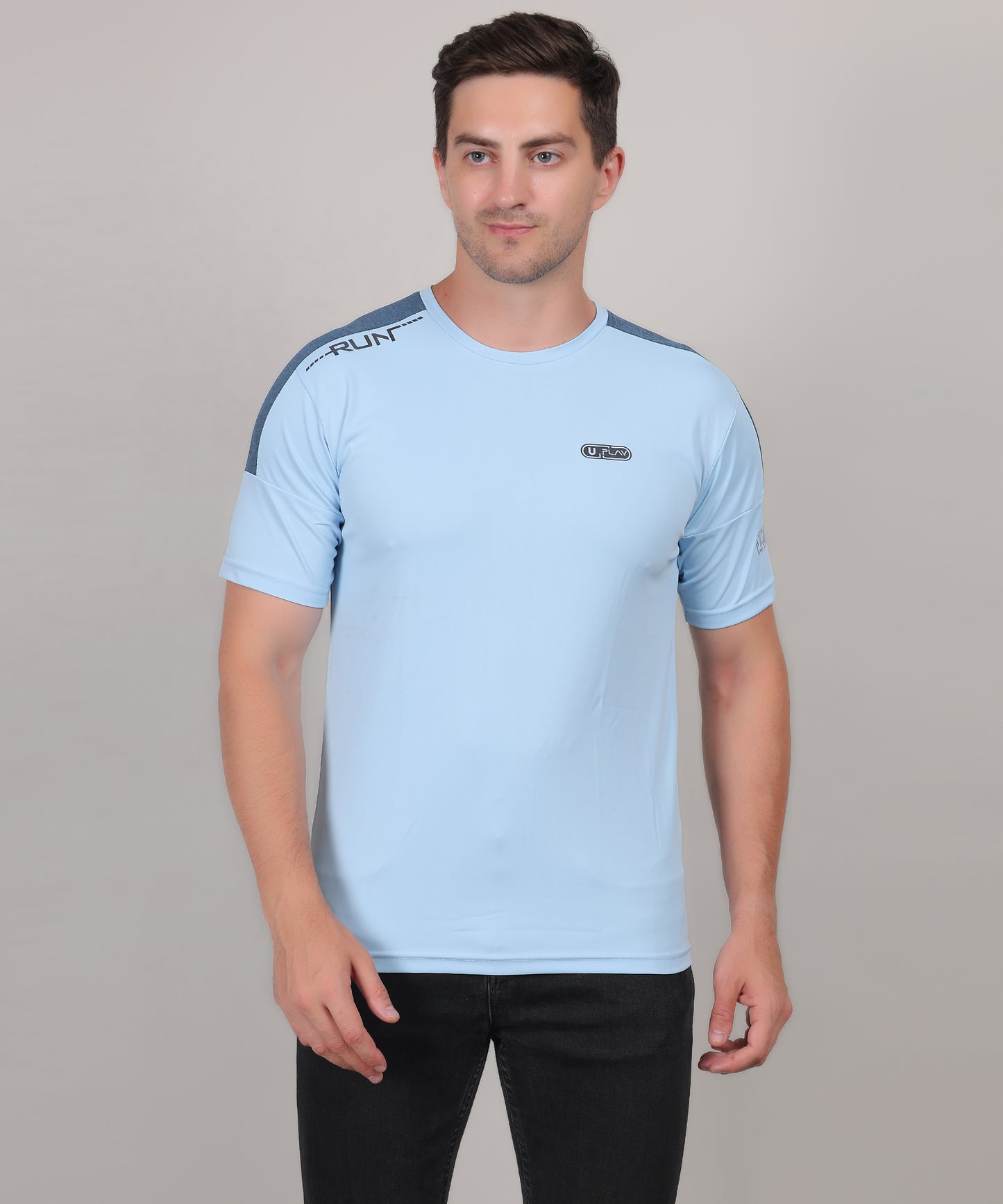 SELECT 1115 Round Neck PRINT SKY BLUE T-SHIRT