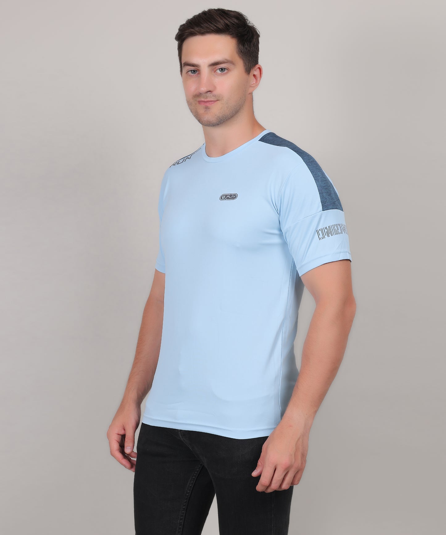 SELECT 1115 Round Neck PRINT SKY BLUE T-SHIRT