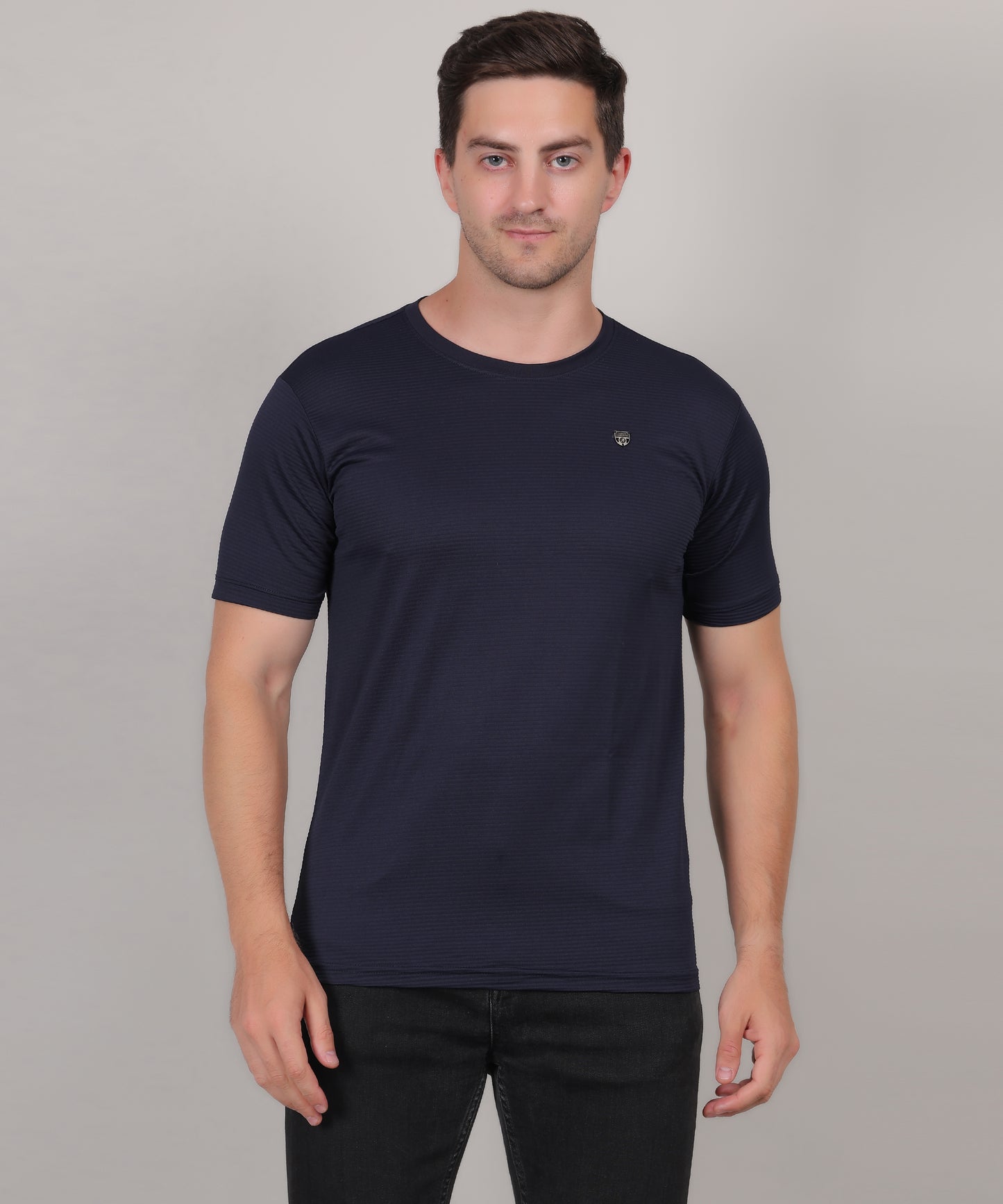 SELECT 4145 MICRO POLYSTER ROUND NECK NAVY T-SHIRT