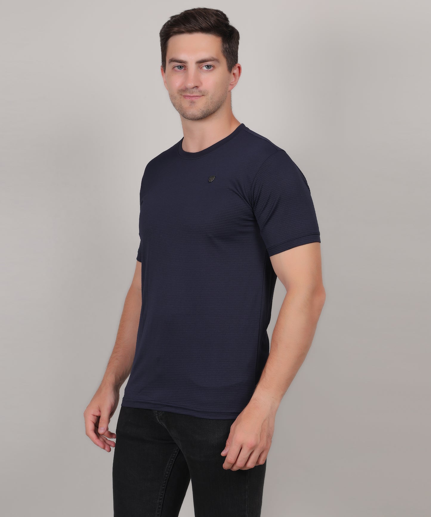 SELECT 4145 MICRO POLYSTER ROUND NECK NAVY T-SHIRT