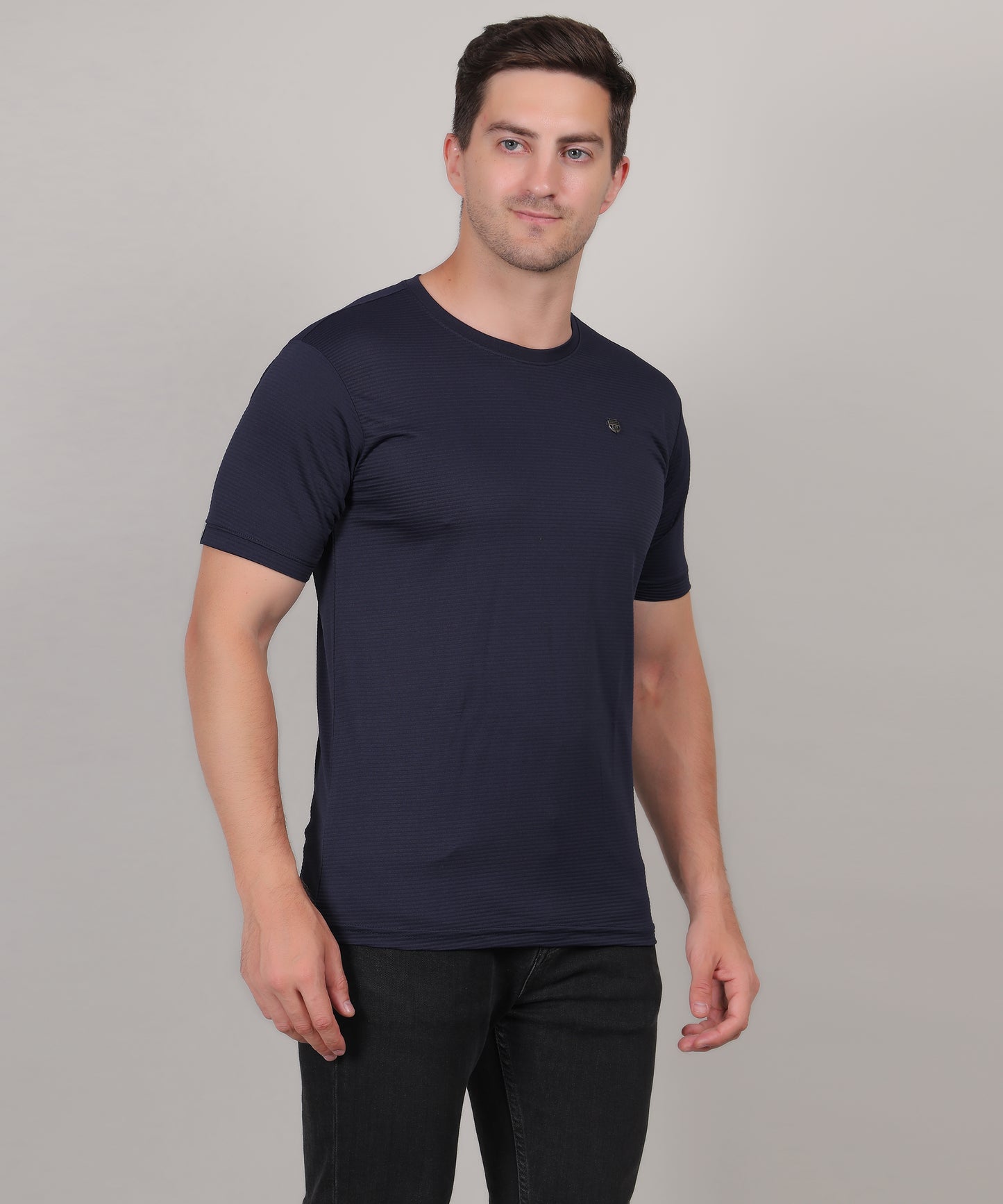 SELECT 4145 MICRO POLYSTER ROUND NECK NAVY T-SHIRT