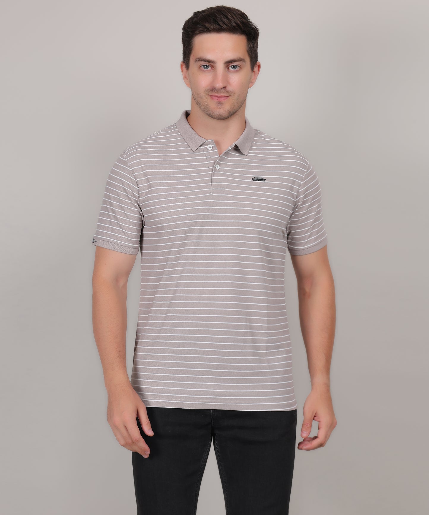 SELECTSP121 COTTON POLO L.GREY T-SHIRT
