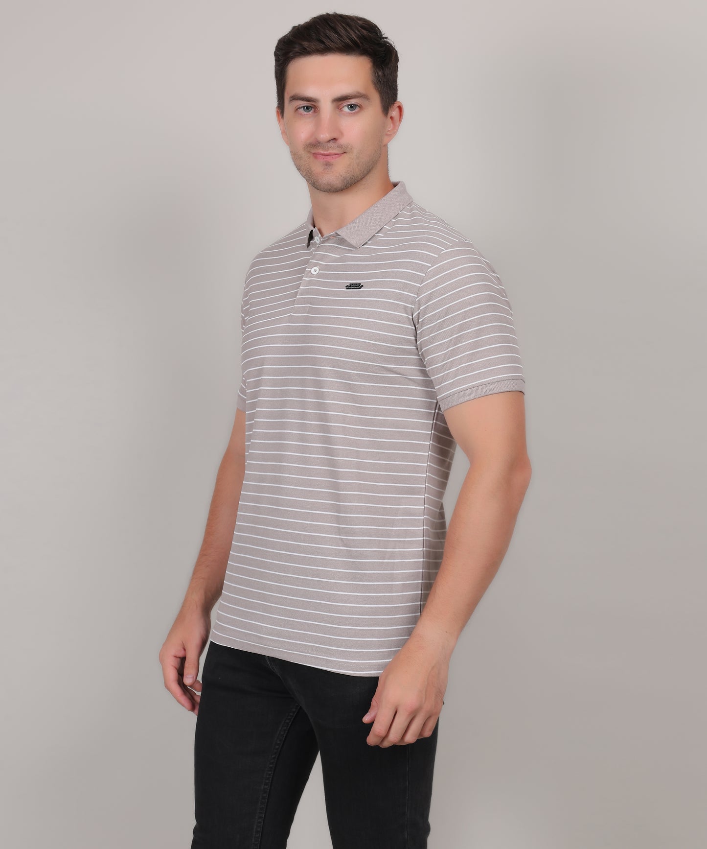 SELECTSP121 COTTON POLO L.GREY T-SHIRT