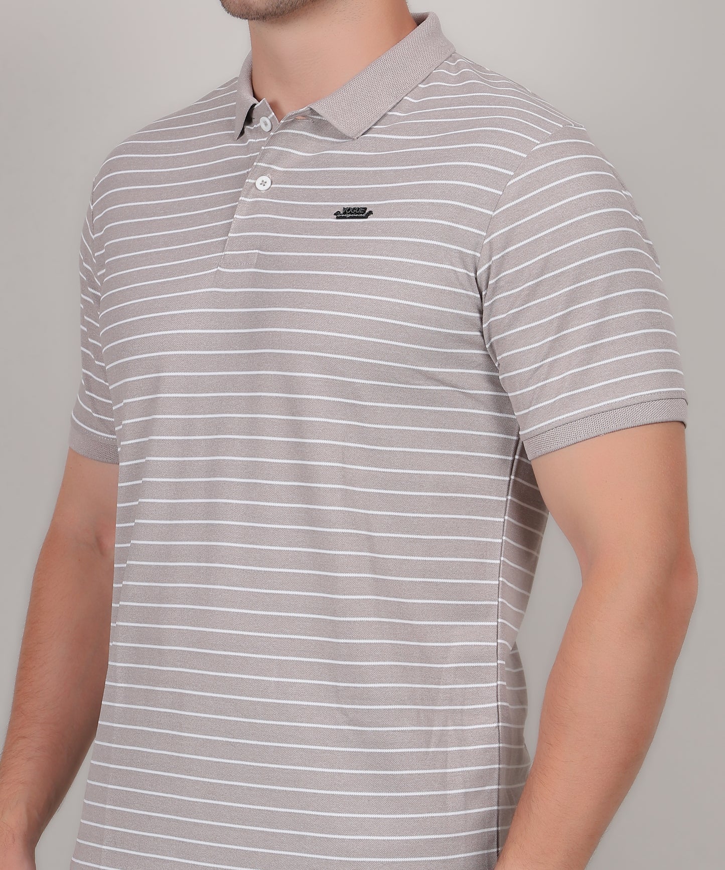 SELECTSP121 COTTON POLO L.GREY T-SHIRT