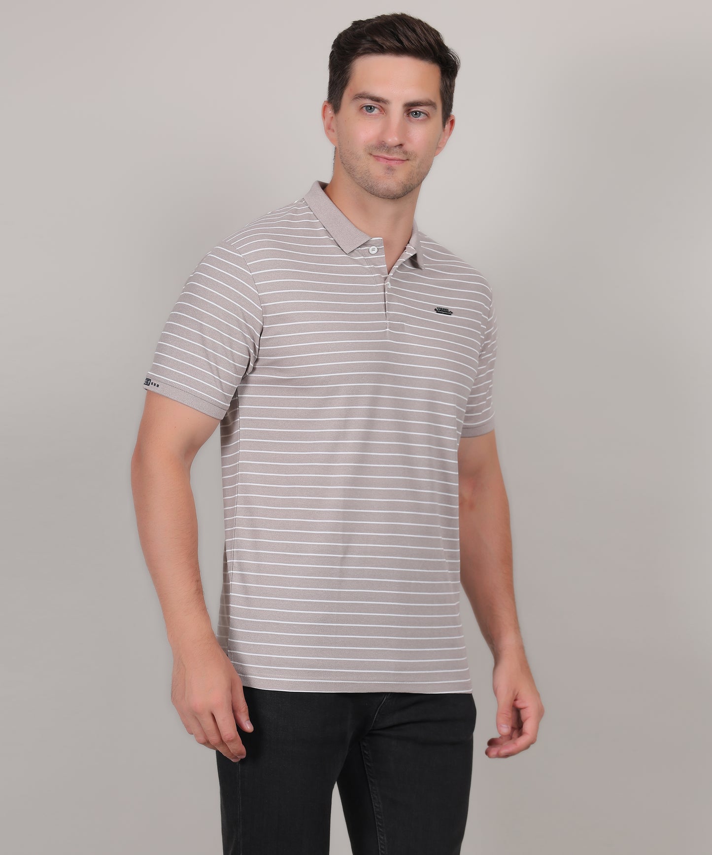 SELECTSP121 COTTON POLO L.GREY T-SHIRT