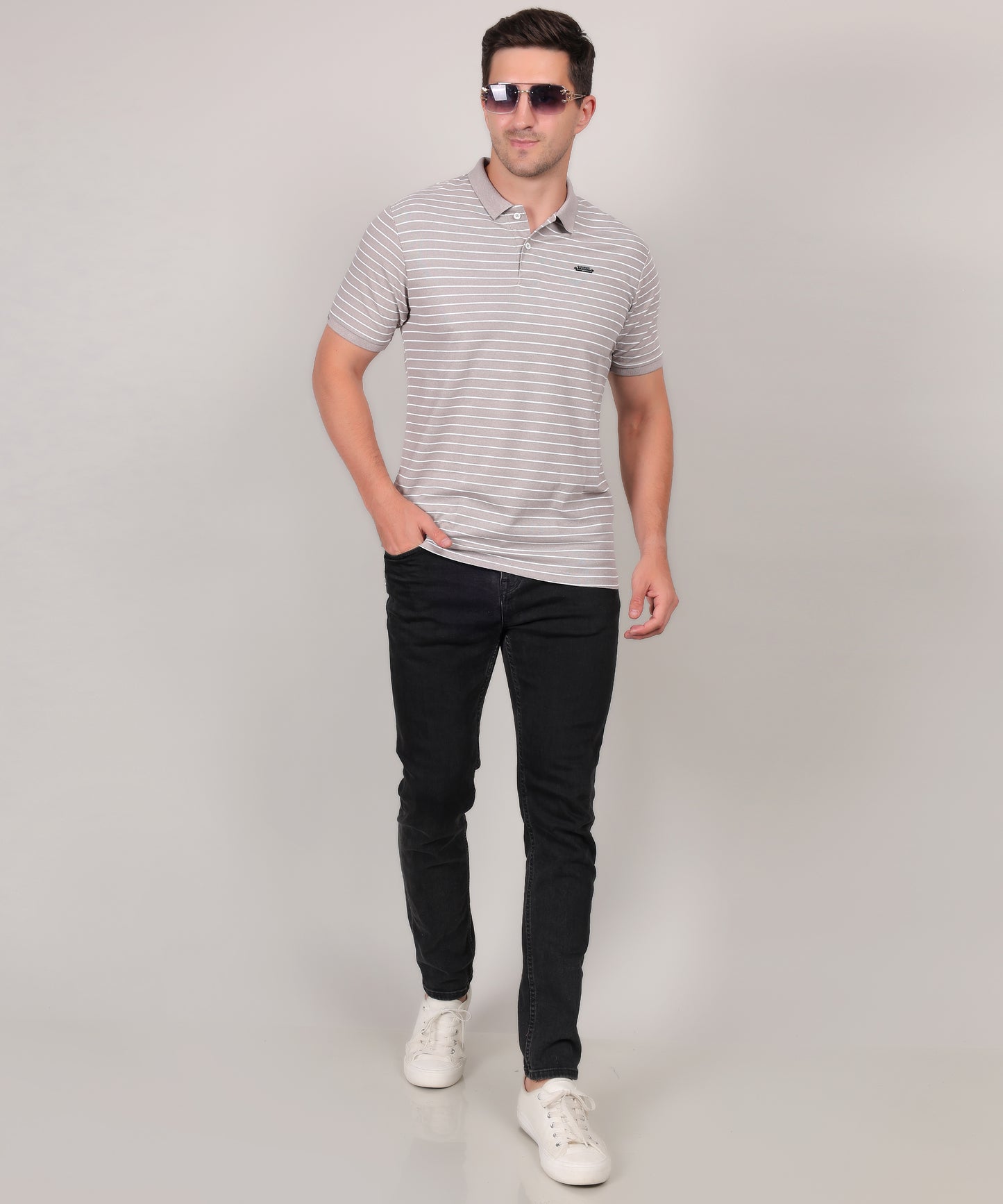 SELECTSP121 COTTON POLO L.GREY T-SHIRT