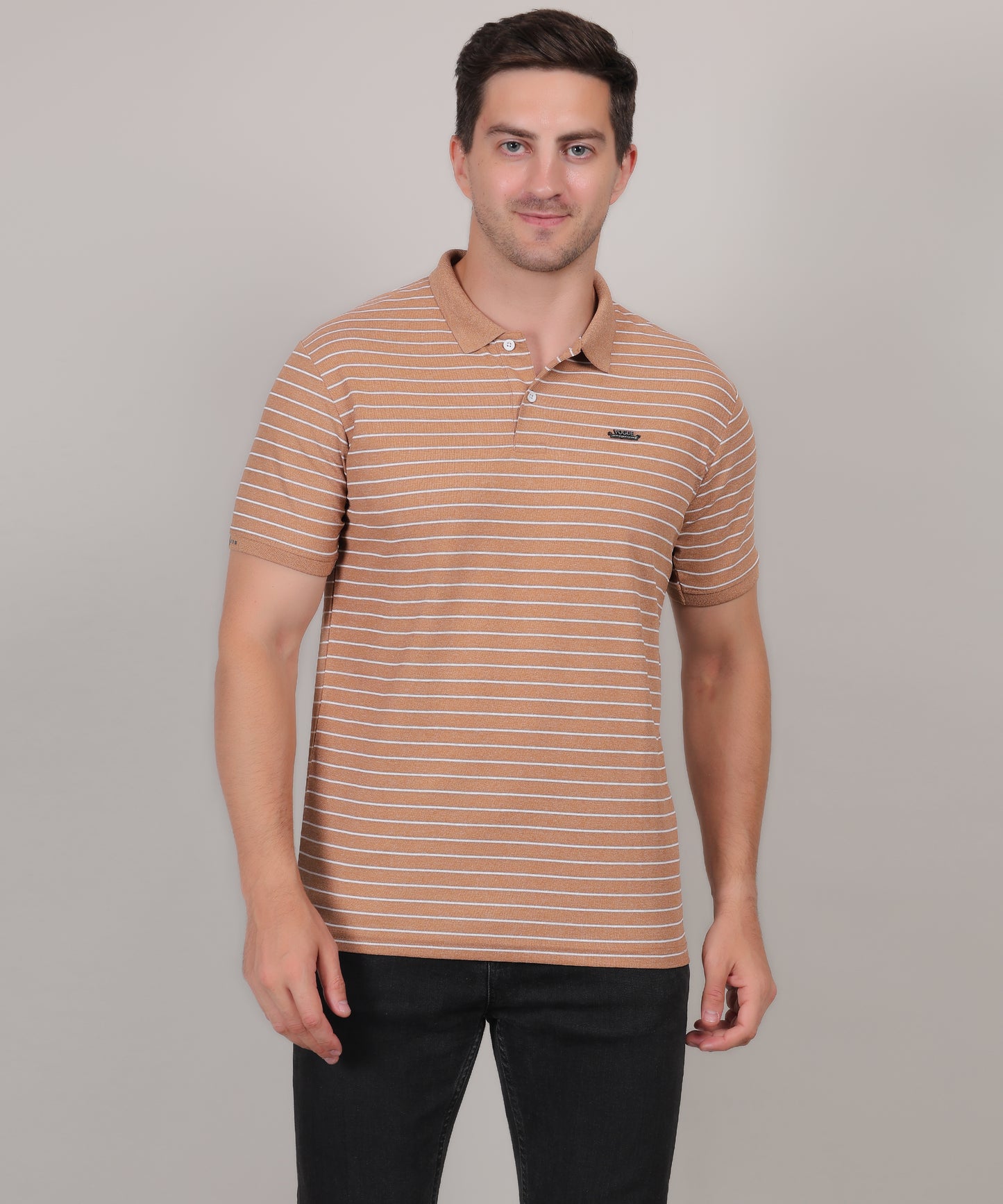 SELECT SP121 COTTON POLO CAMEL T-SHIRT