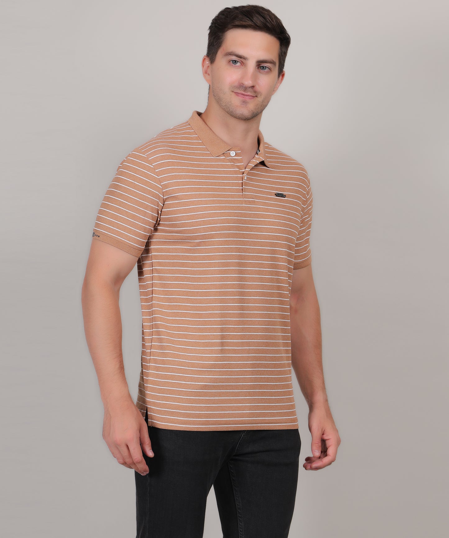 SELECT SP121 COTTON POLO CAMEL T-SHIRT