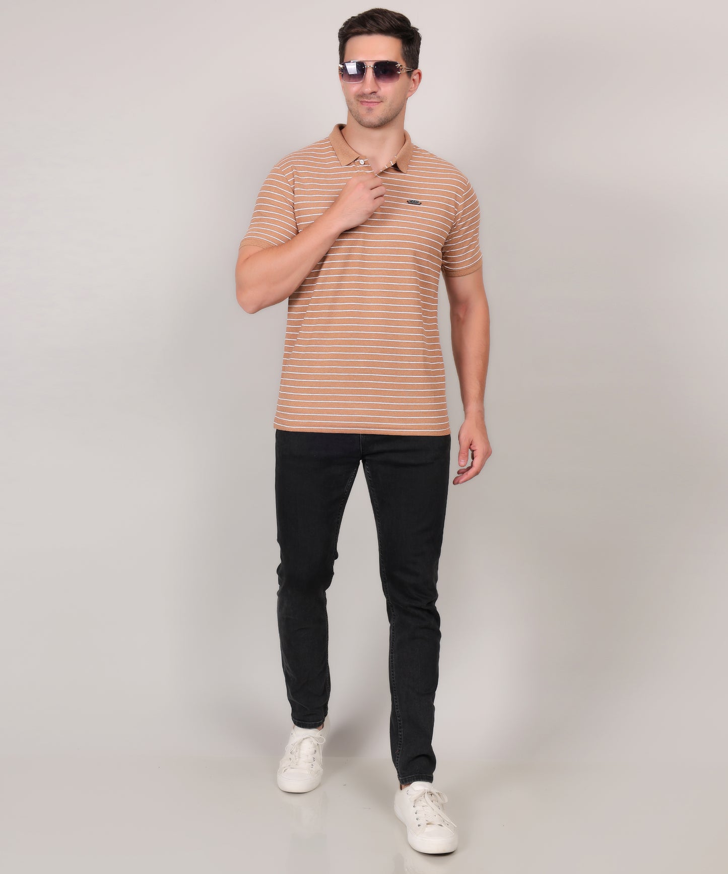 SELECT SP121 COTTON POLO CAMEL T-SHIRT