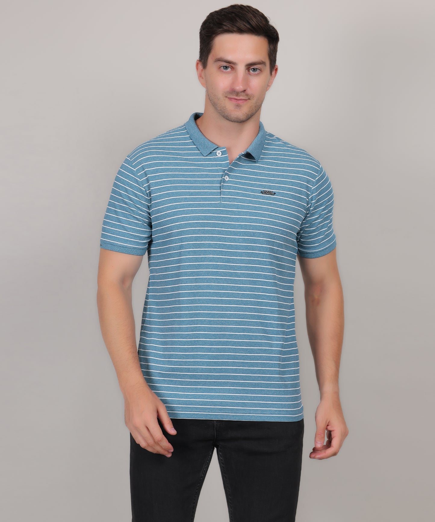 SELECT SP121 COTTON POLO SKY BLUE T-SHIRT