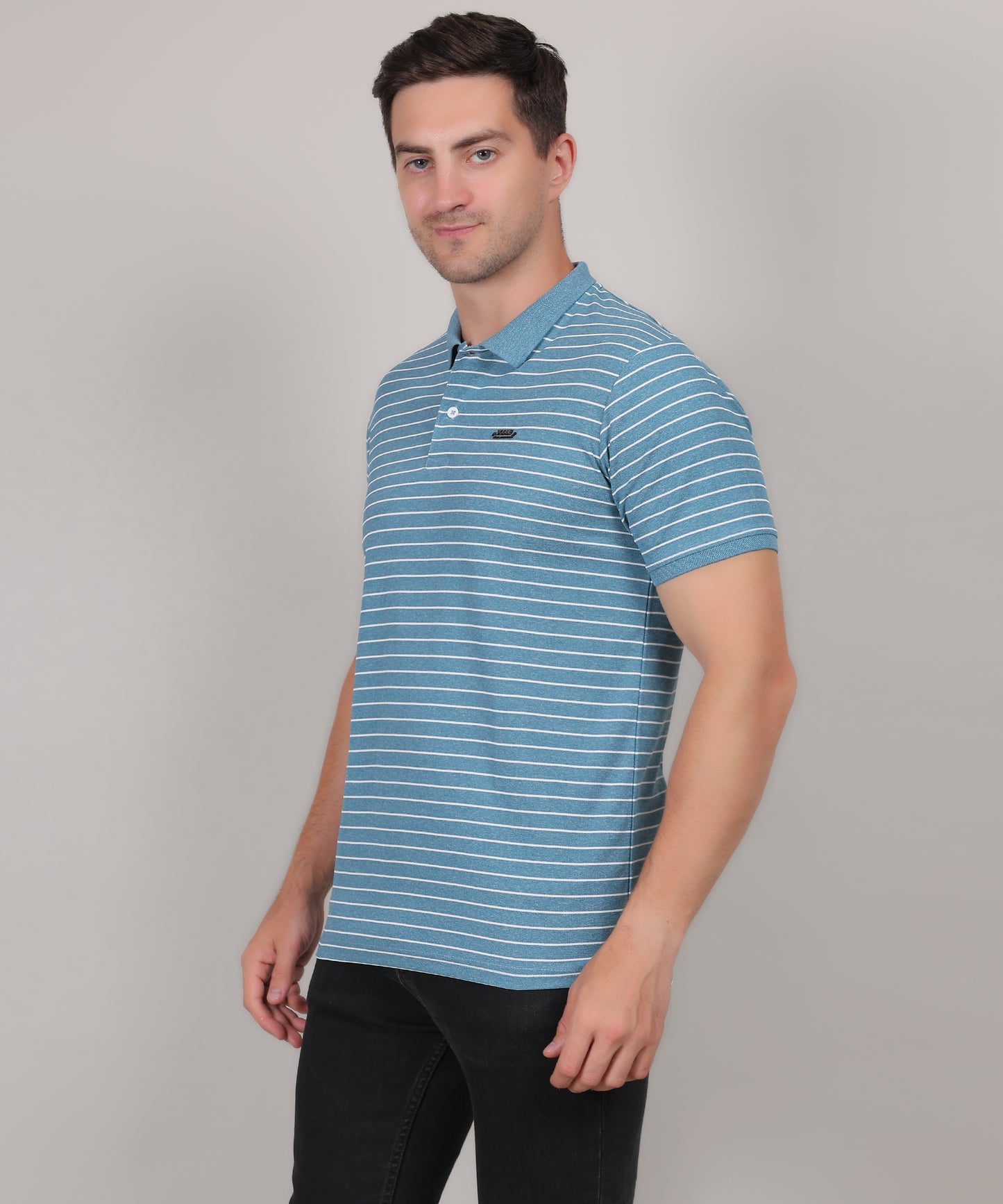 SELECT SP121 COTTON POLO SKY BLUE T-SHIRT
