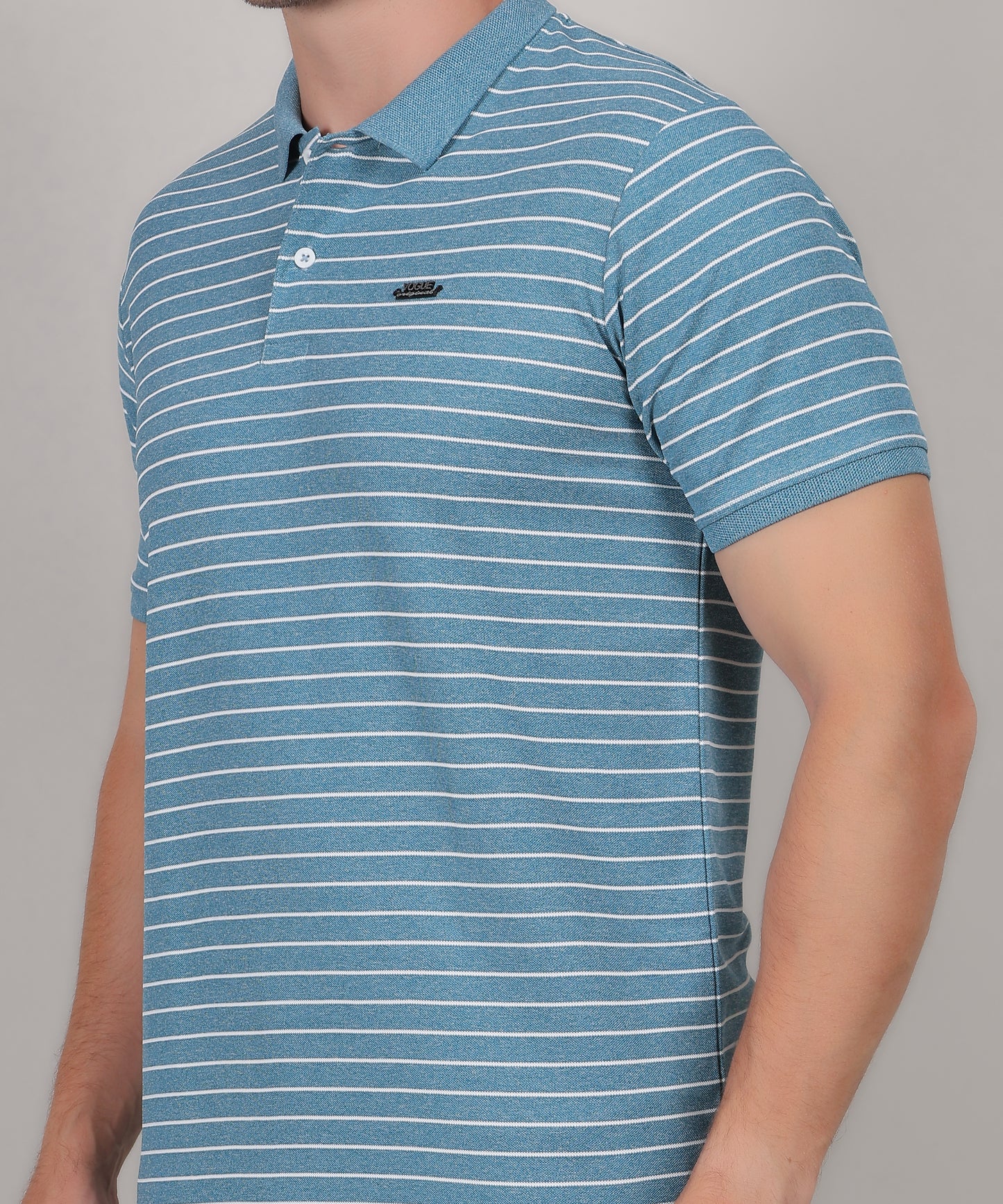 SELECT SP121 COTTON POLO SKY BLUE T-SHIRT