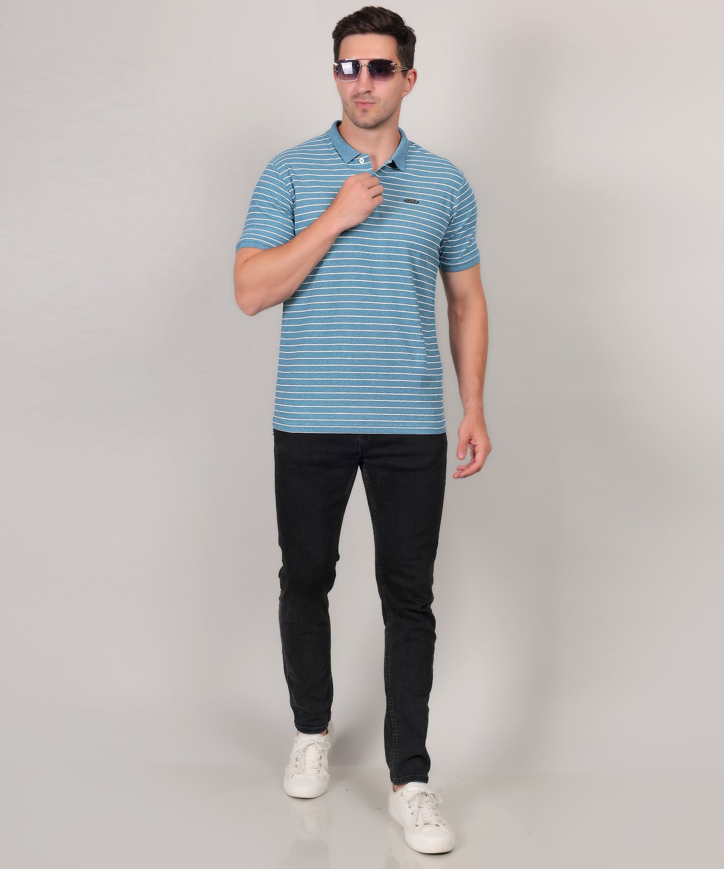 SELECT SP121 COTTON POLO SKY BLUE T-SHIRT