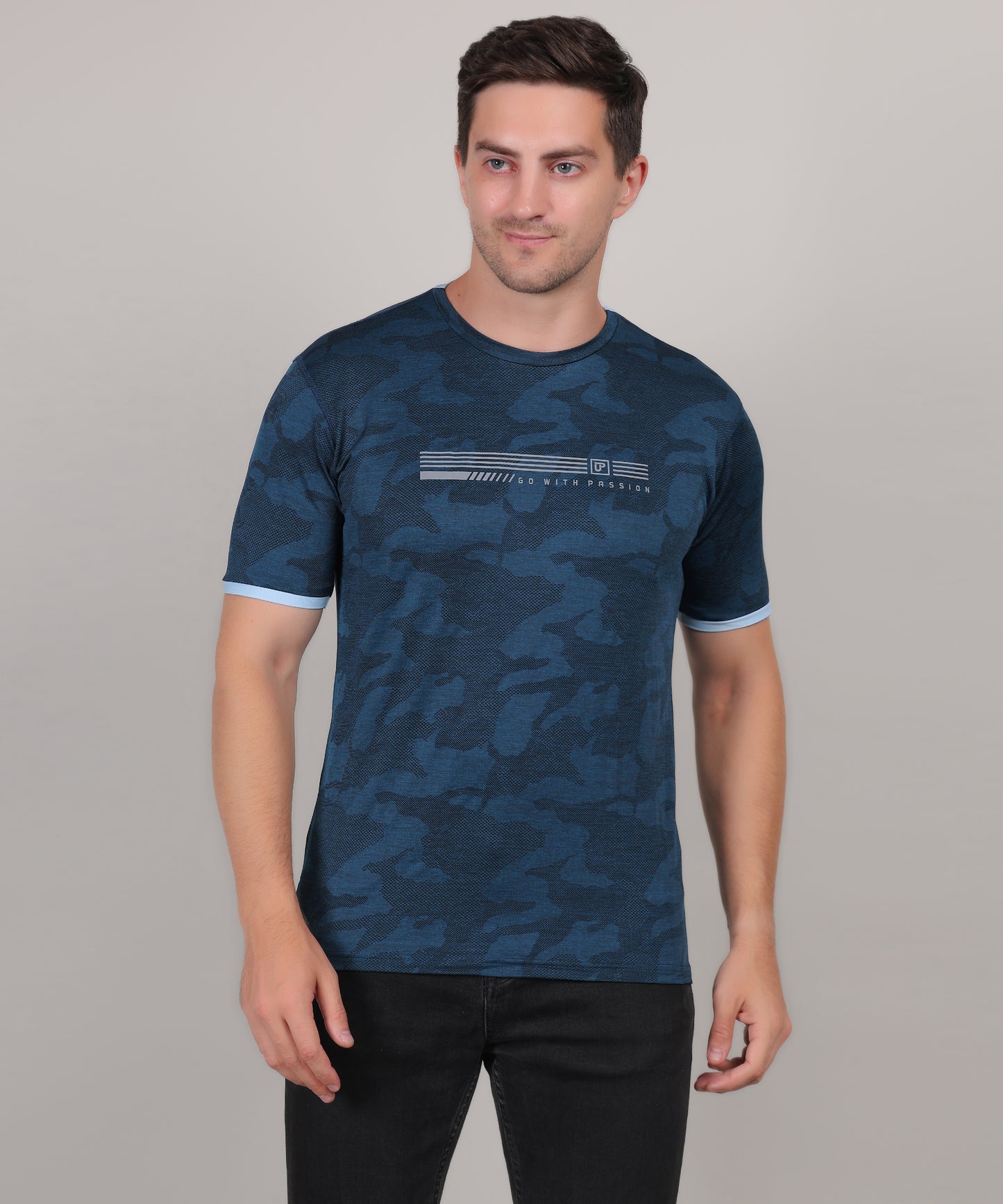 SELECT 4147 ULTRA-DRY JACQUARD KNIT ROUND NECK AIRFORCE T-SHIRT
