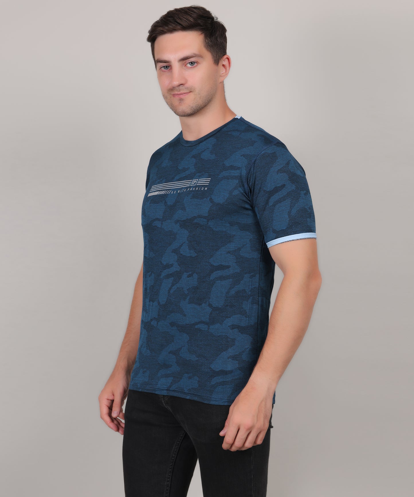 SELECT 4147 ULTRA-DRY JACQUARD KNIT ROUND NECK AIRFORCE T-SHIRT
