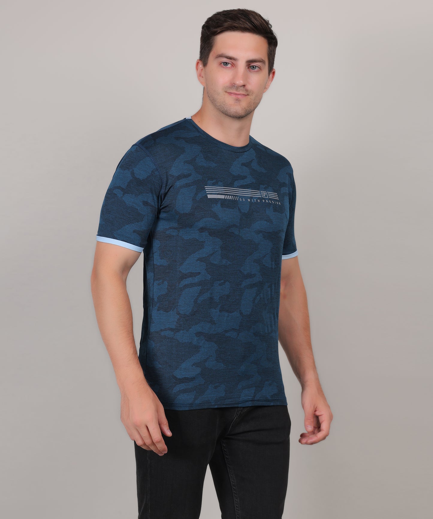 SELECT 4147 ULTRA-DRY JACQUARD KNIT ROUND NECK AIRFORCE T-SHIRT