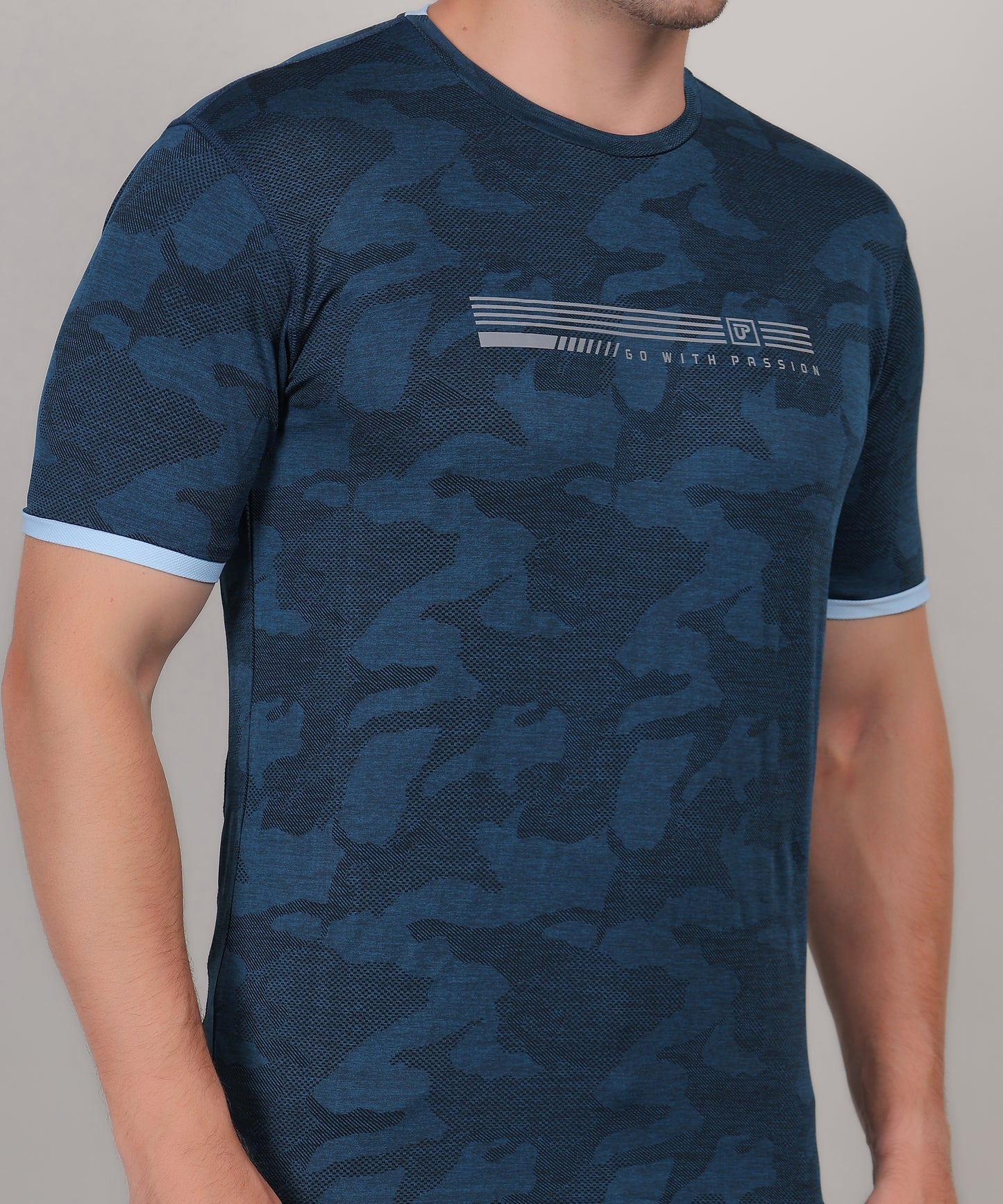 SELECT 4147 ULTRA-DRY JACQUARD KNIT ROUND NECK AIRFORCE T-SHIRT
