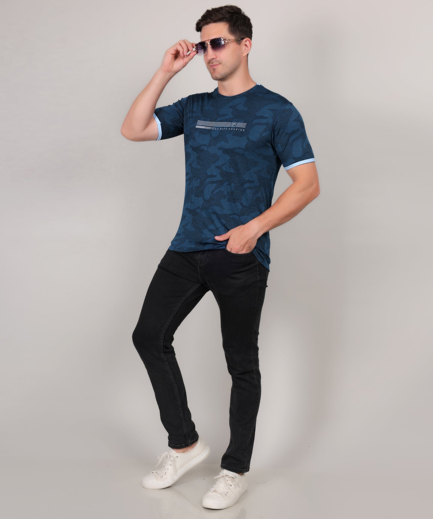 SELECT 4147 ULTRA-DRY JACQUARD KNIT ROUND NECK AIRFORCE T-SHIRT