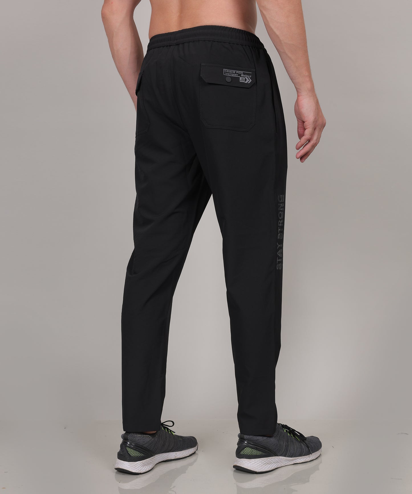 SELECT 9015 TERRY BACK DOUBLE POCKET TRACK PANT BLACK FOR MEN