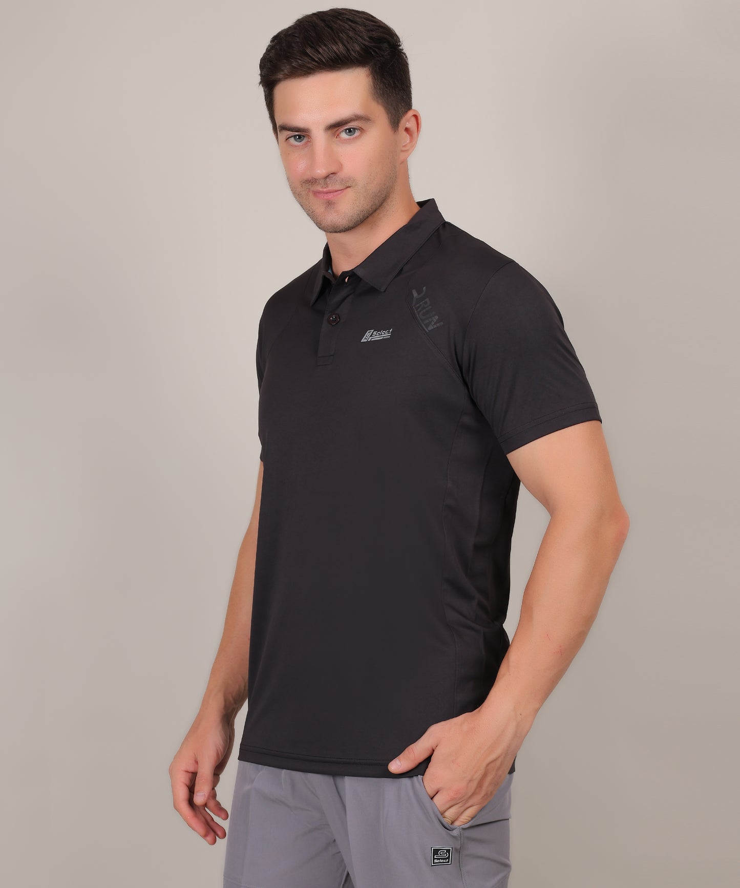 SELECT 4141 CLASSIC FIT SPORTS POLO T-SHIRT BLACK