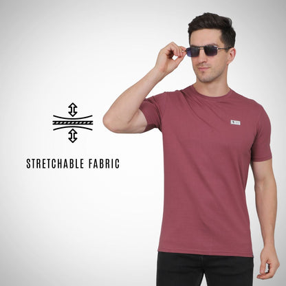 Select CT5070 Cotton Round Neck T-Shirt Blue for Men | Stretchable, Breathable & Moisture-Wicking