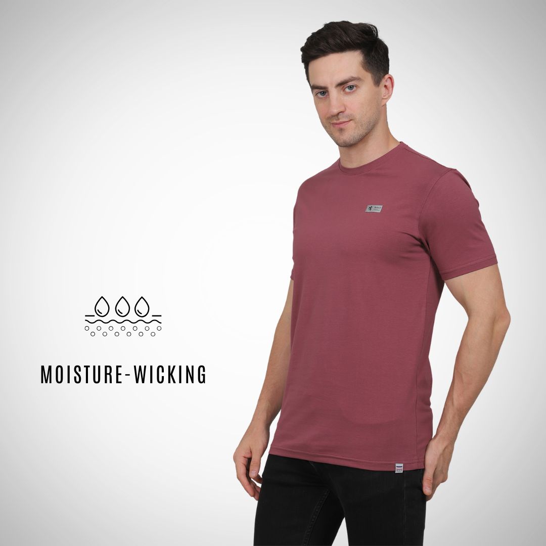 Select CT5070 Cotton Round Neck T-Shirt Blue for Men | Stretchable, Breathable & Moisture-Wicking
