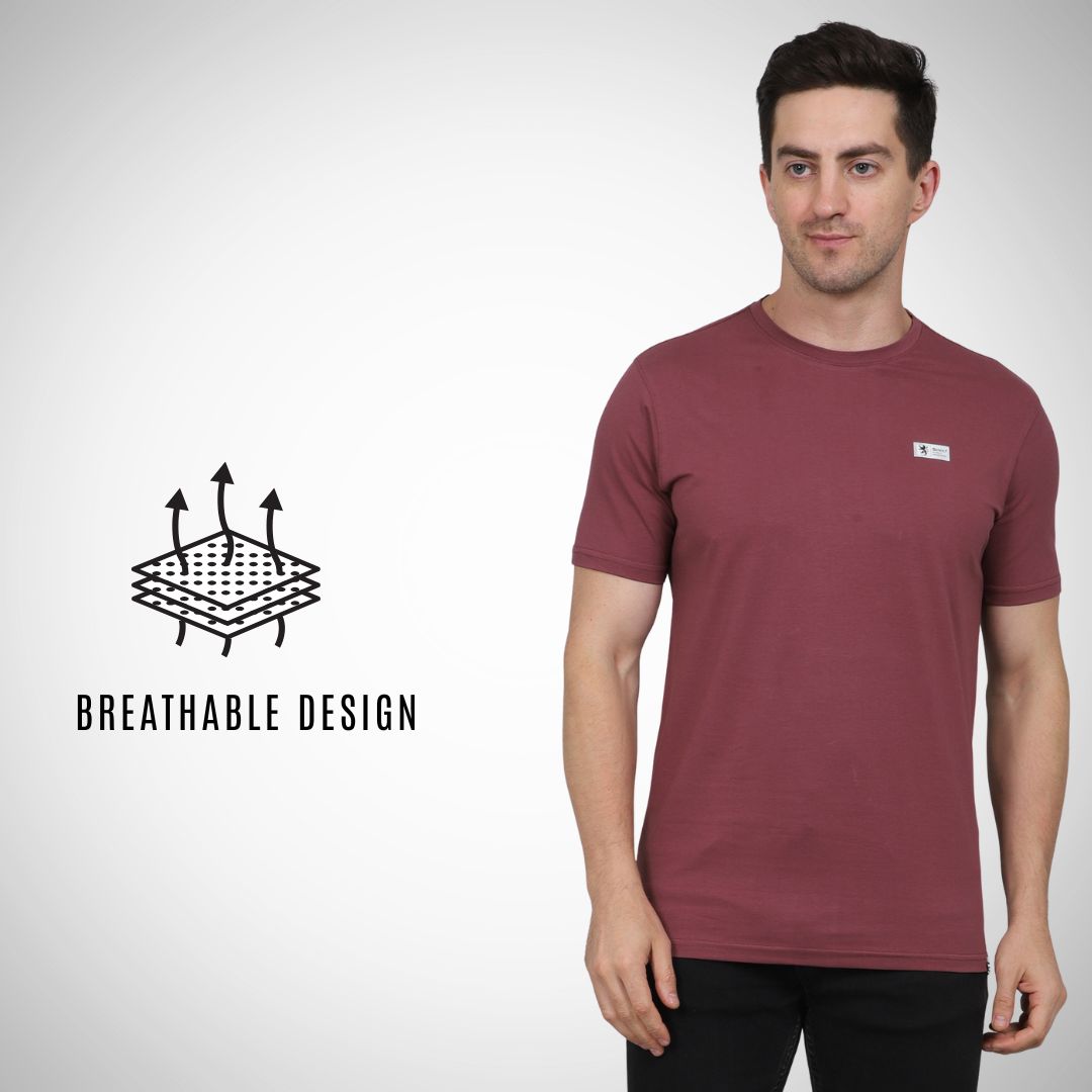 Select CT5070 Cotton Round Neck T-Shirt Blue for Men | Stretchable, Breathable & Moisture-Wicking