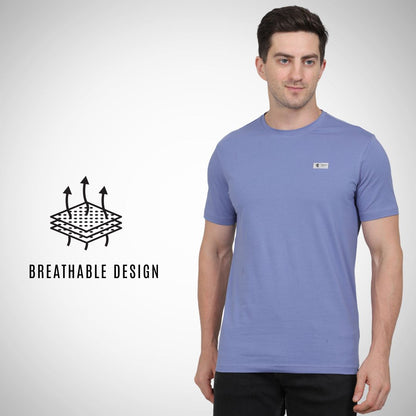 Select CT5070 Cotton Round Neck T-Shirt Blue for Men | Stretchable, Breathable & Moisture-Wicking