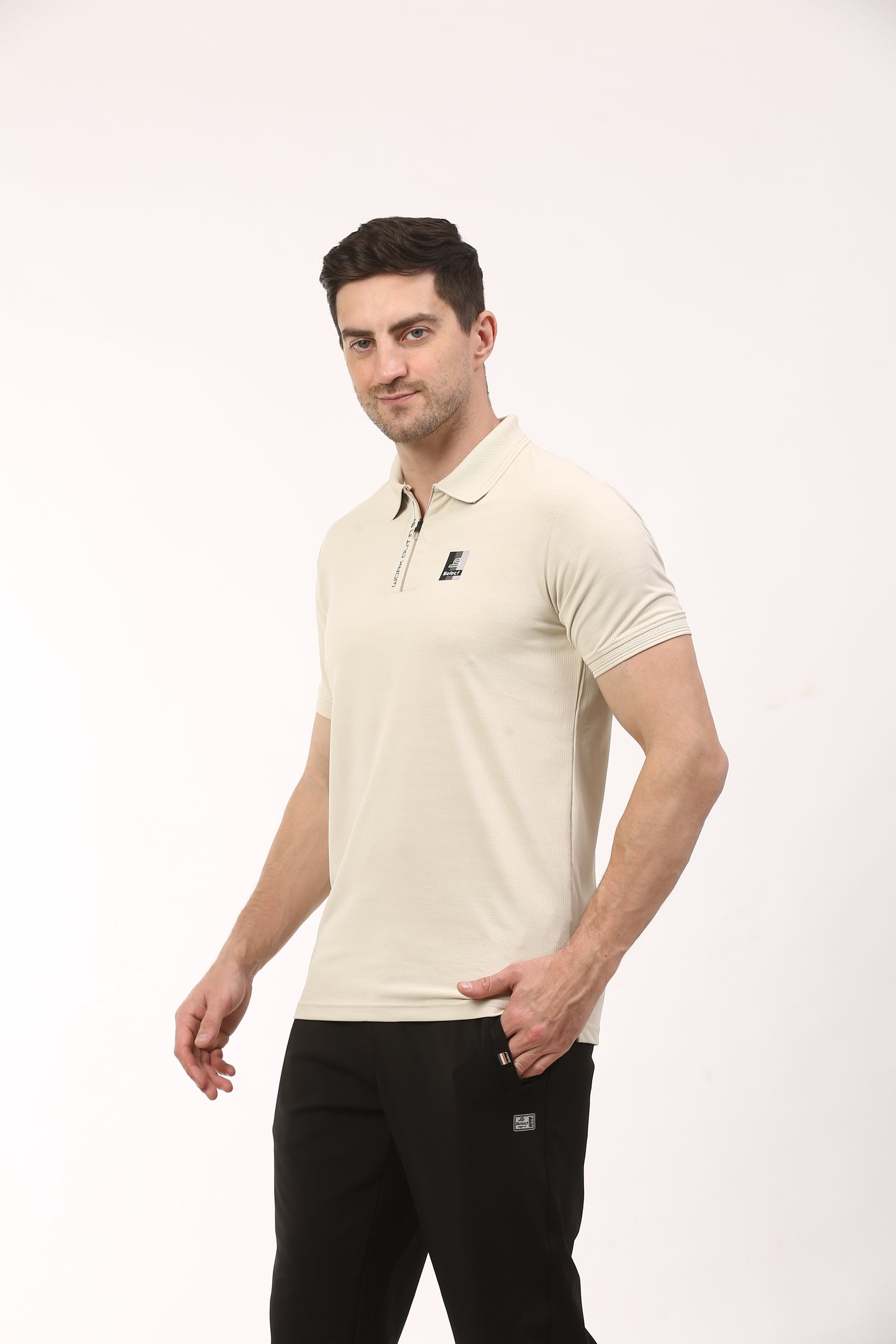 SP - 2656 Performance Jacquard Zipper Polo T-Shirt