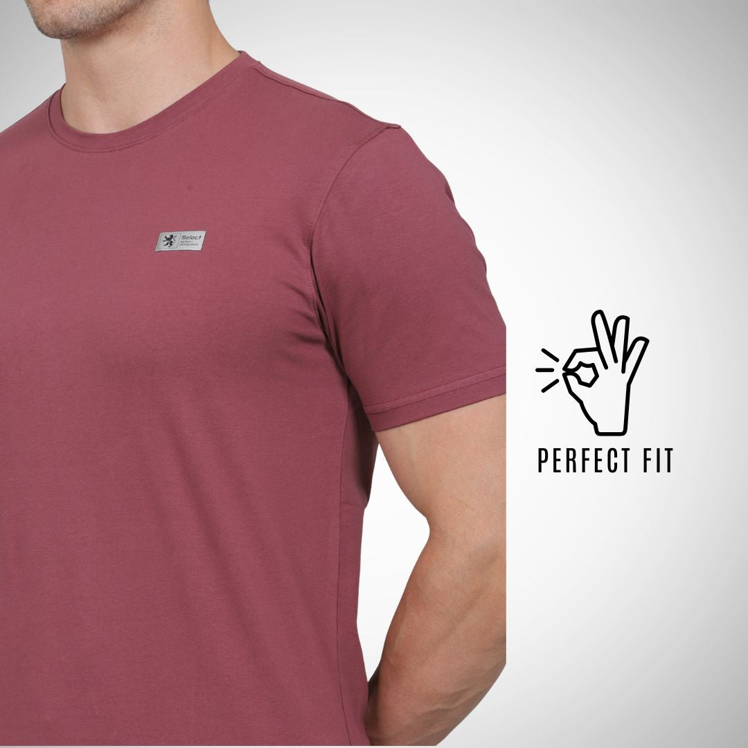 Select CT5070 Cotton Round Neck T-Shirt Blue for Men | Stretchable, Breathable & Moisture-Wicking