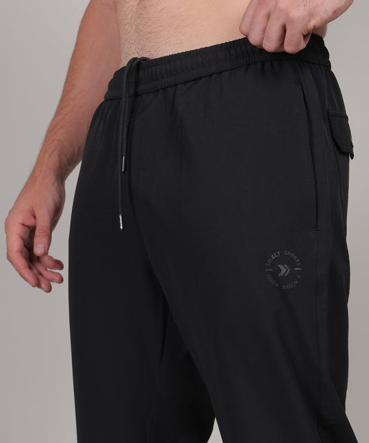 SELECT TERRY BACK DOUBLE POCKET TRACK PANT BLACK FOR MEN