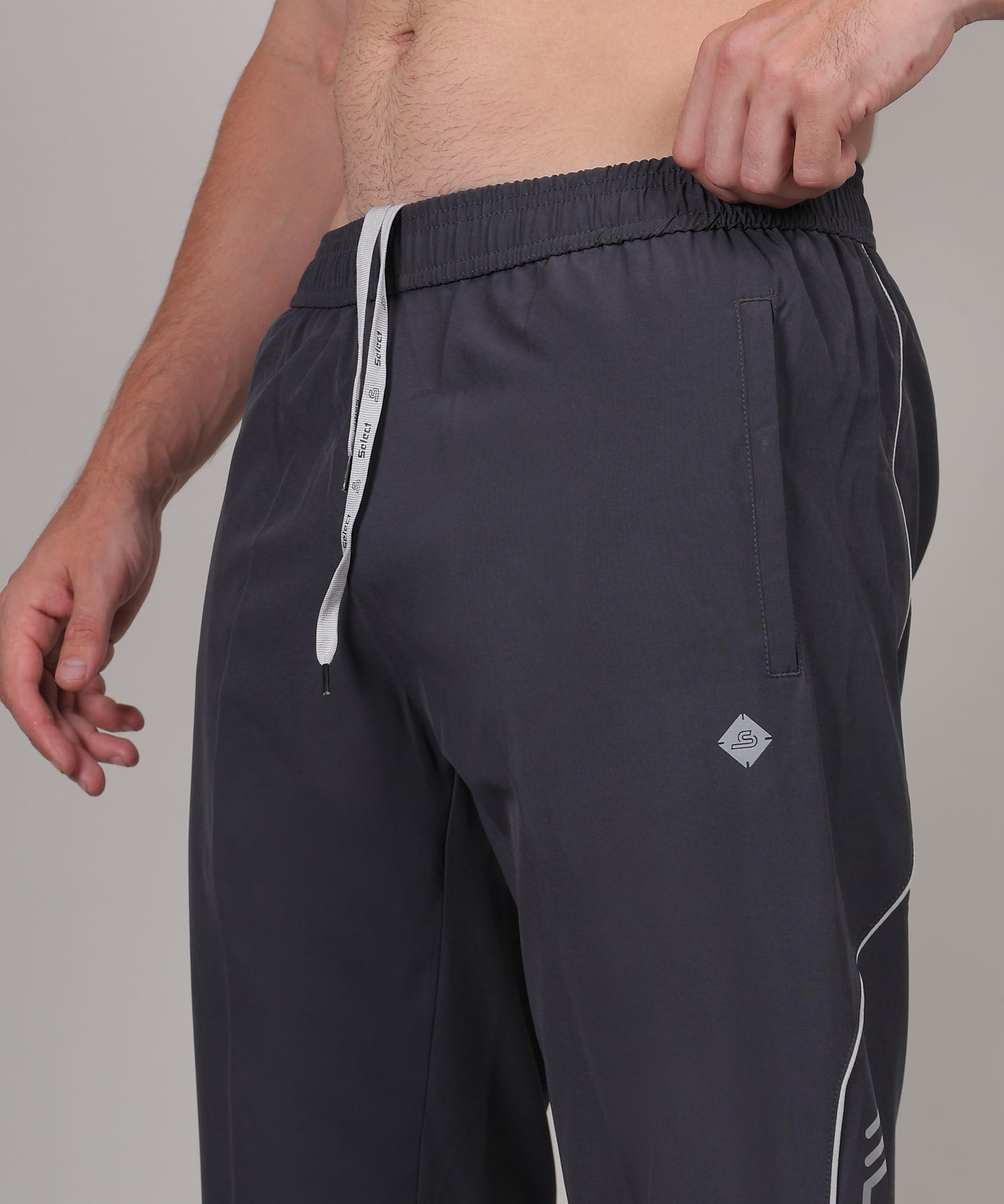 SELECT STYLISH PIPING NS TRACK PANT GREY FOR MEN