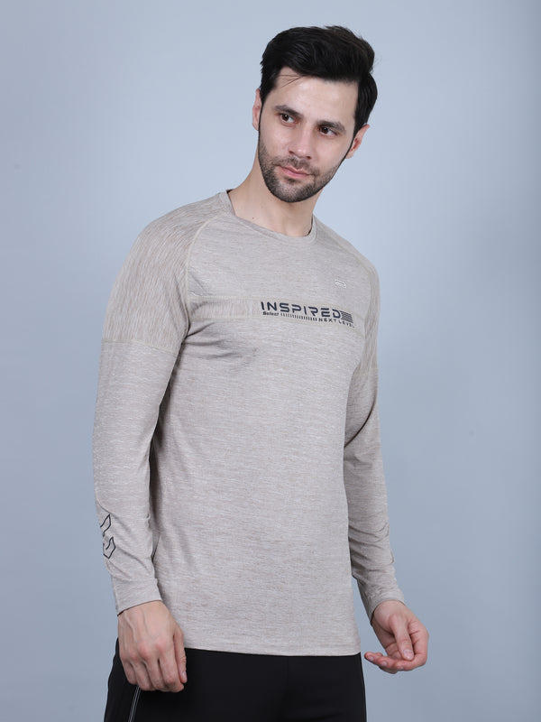 SELECT 5550 FULL SLEEVE DRYFIT ROUND NECK LIGHT CAMEL T-SHIRT