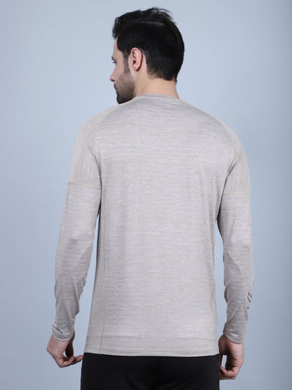 SELECT 5550 FULL SLEEVE DRYFIT ROUND NECK LIGHT CAMEL T-SHIRT