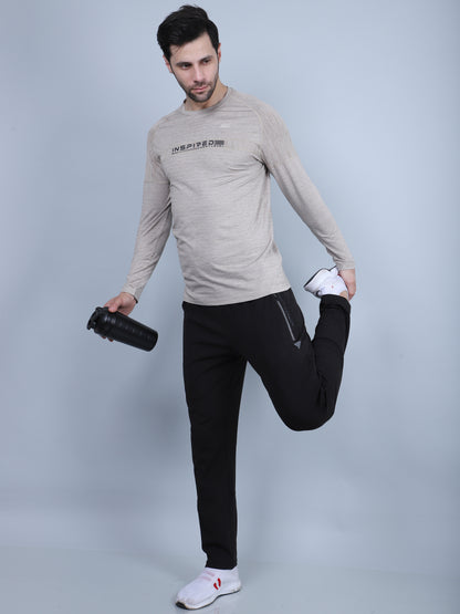SELECT 5550 FULL SLEEVE DRYFIT ROUND NECK LIGHT CAMEL T-SHIRT