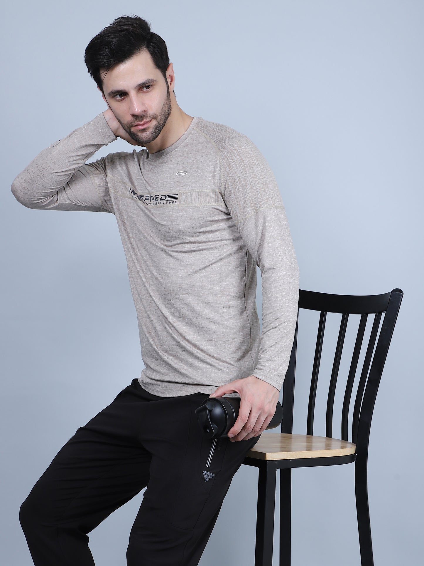 SELECT 5550 FULL SLEEVE DRYFIT ROUND NECK LIGHT CAMEL T-SHIRT