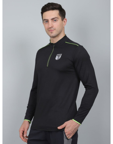SELECT FULLSLEEVE POLO ZIPPER T-SHIRT BLACK FOR MEN