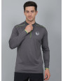SELECT FULLSLEEVE POLO ZIPPER T-SHIRT DARK GREY FOR MEN