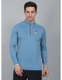 SELECT FULLSLEEVE POLO ZIPPER T-SHIRT SKY BLUE FOR MEN