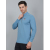 SELECT FULLSLEEVE POLO ZIPPER T-SHIRT SKY BLUE FOR MEN