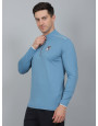 SELECT FULLSLEEVE POLO ZIPPER T-SHIRT SKY BLUE FOR MEN