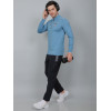 SELECT FULLSLEEVE POLO ZIPPER T-SHIRT SKY BLUE FOR MEN