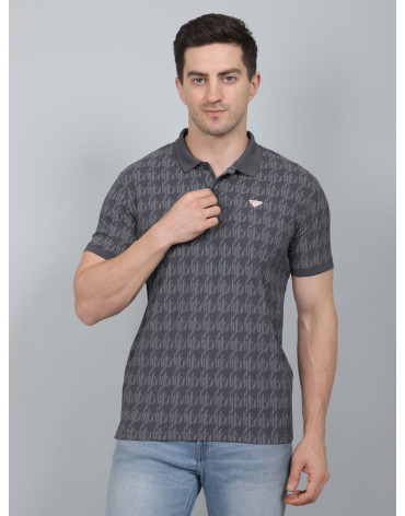 SELECT PRINT POLO DARK GREY FOR MEN