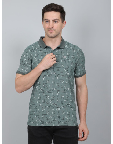 SELECT PRINT POLO LIGHT GREEN FOR MEN